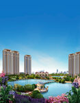 房地产 湖景 园林 效果图  