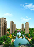 房地产 湖景 园林 效果图  