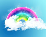 绚丽彩虹云朵蓝天素材