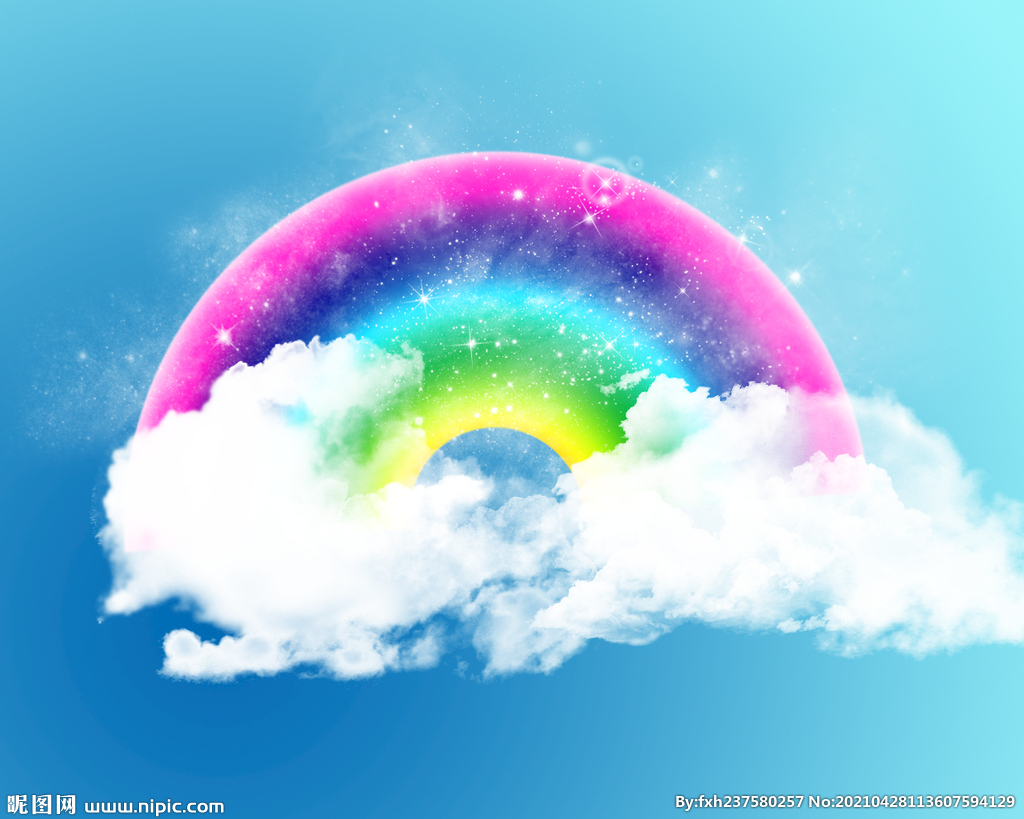 绚丽彩虹云朵蓝天素材