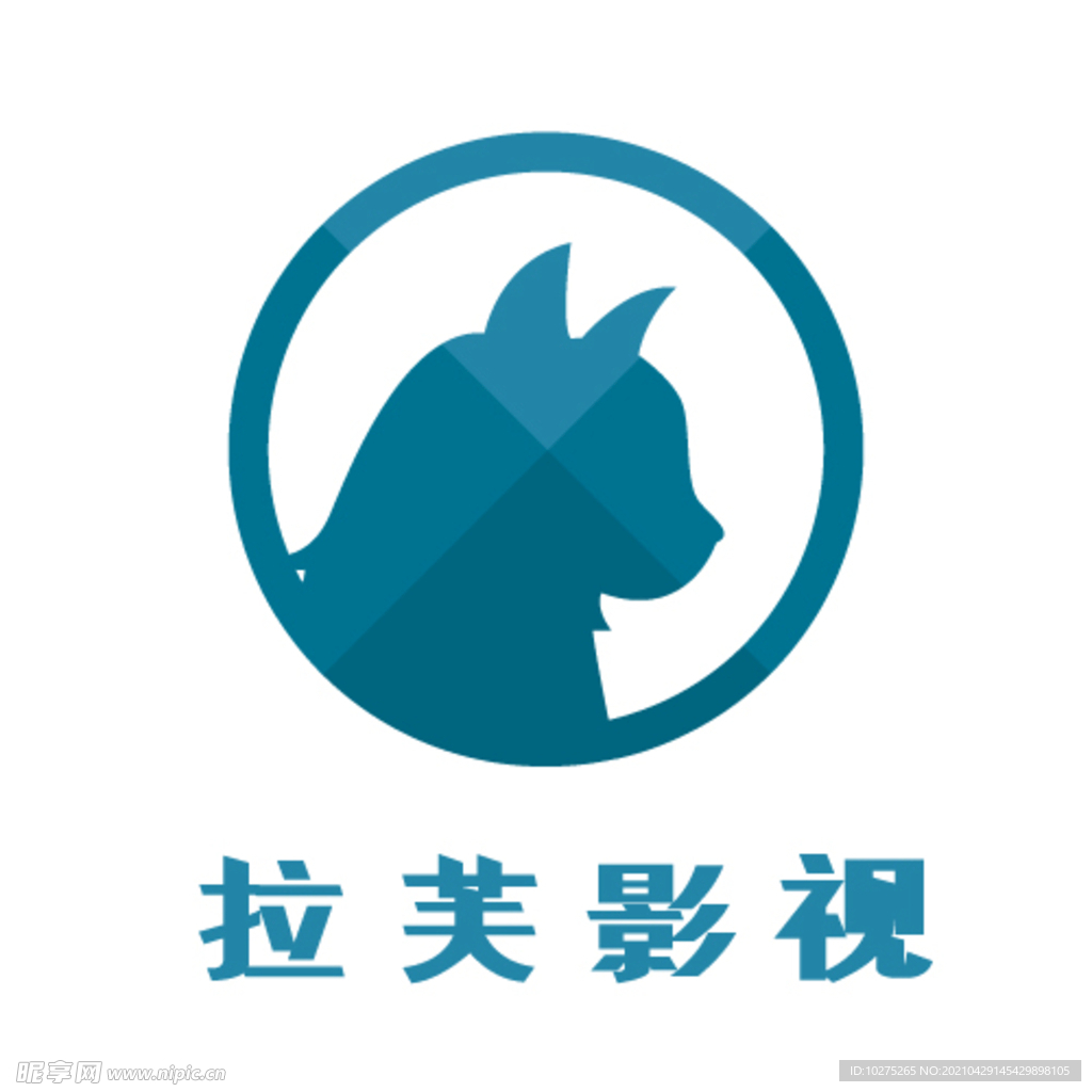 蓝色猫剪影影视创意logo设计