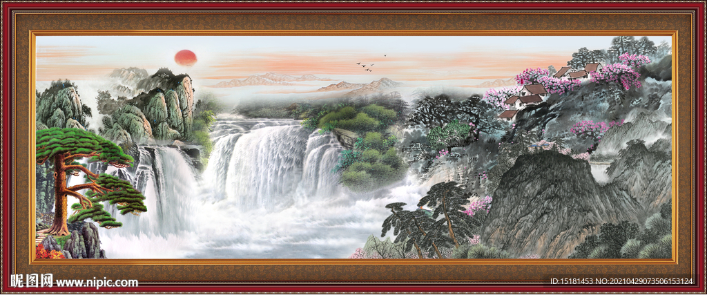 迎客松山水