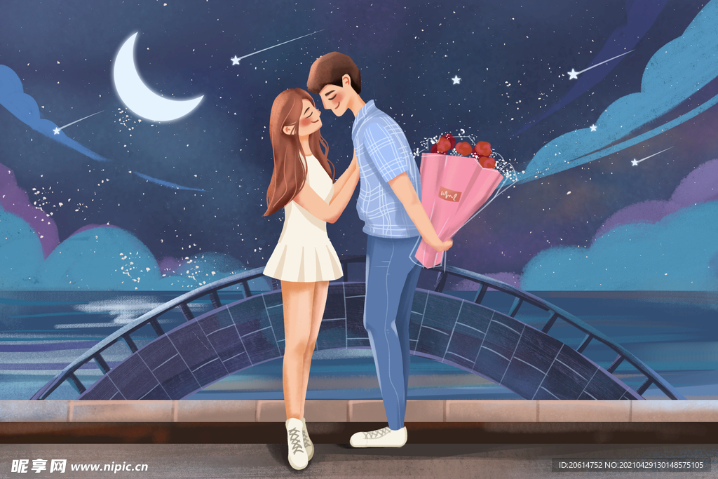 夜色下甜蜜的情侣