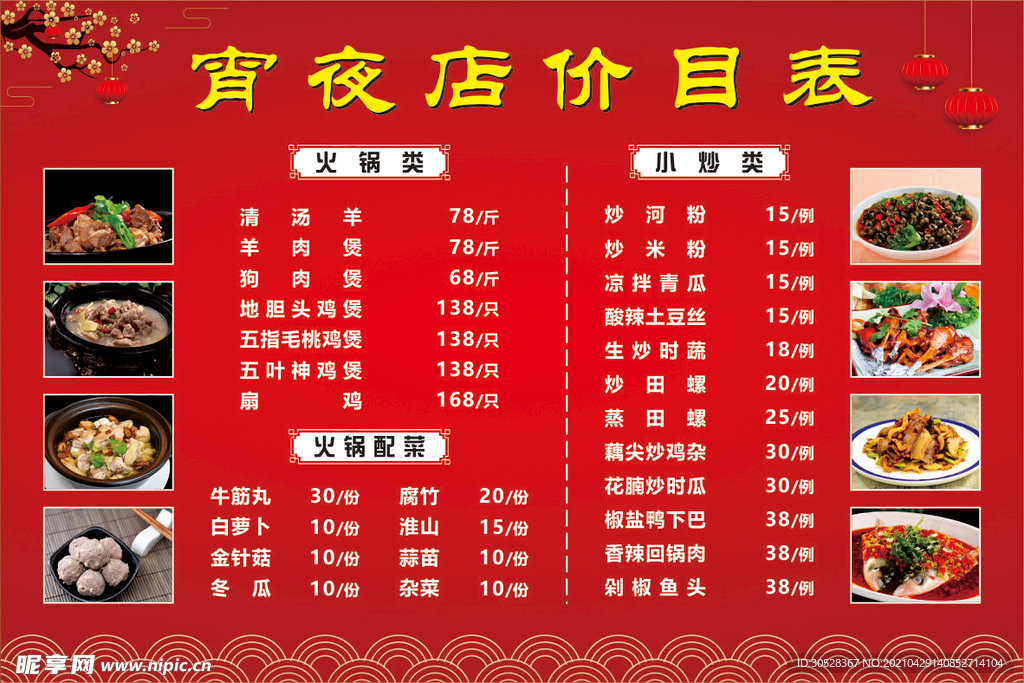 价目表