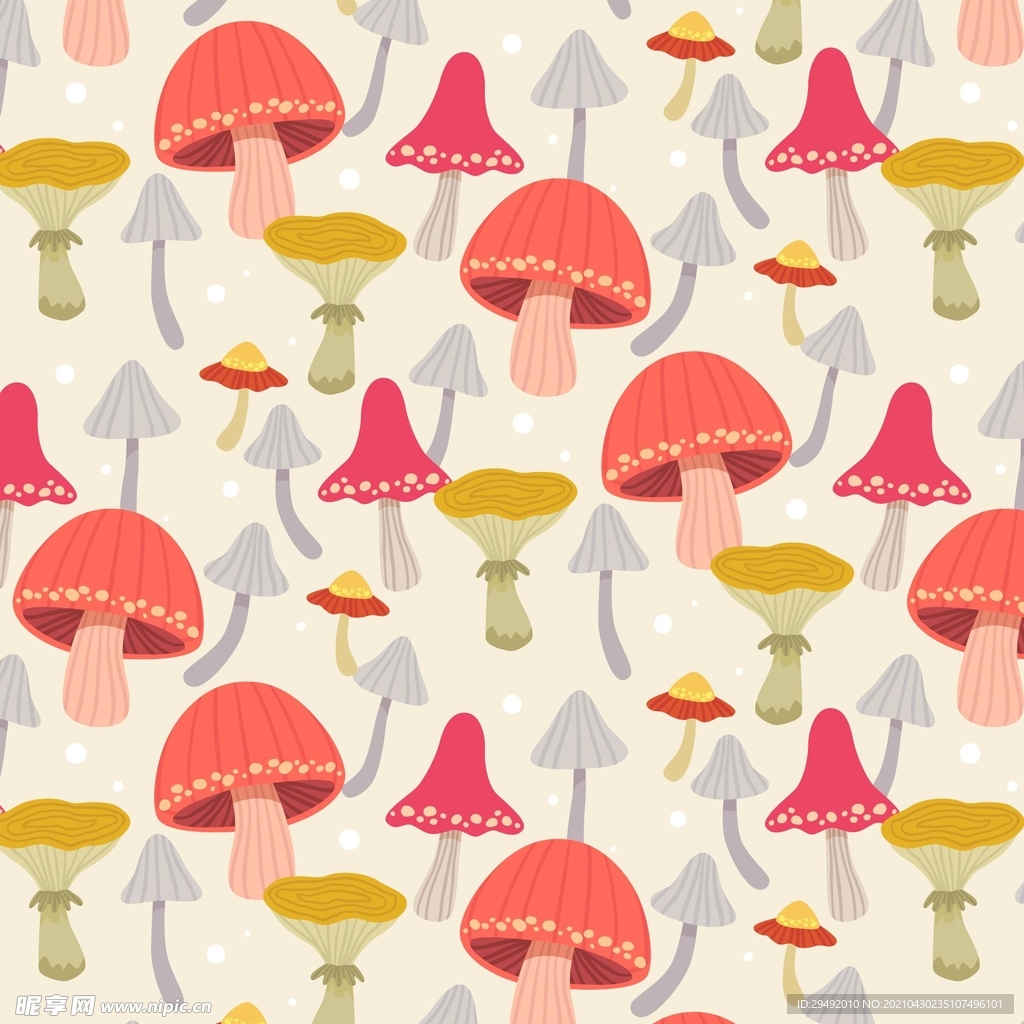 蘑菇满印花