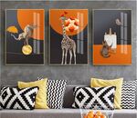 现代轻奢爱马仕橙动物抽象装饰画