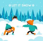 打雪仗的个孩子