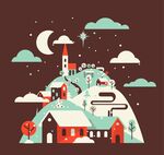 雪天山坡上的房屋