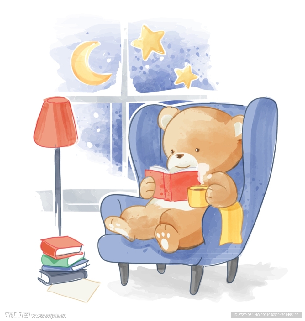 沙发上看书的熊