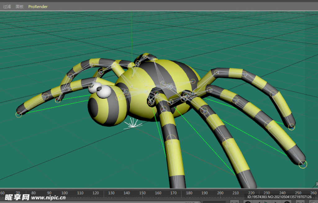 c4d模型带骨骼绑定蜘蛛