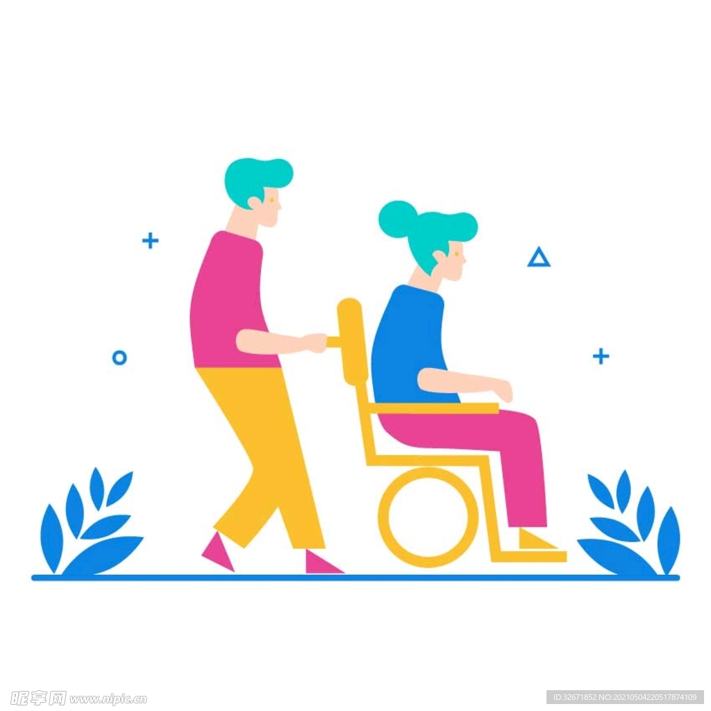推轮椅的图片卡通图片