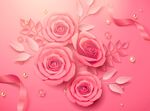 粉色立体玫瑰花