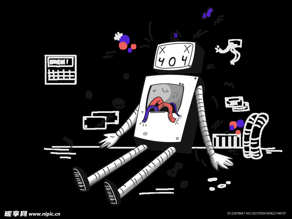 手绘 插图 工作 插画 黑白 