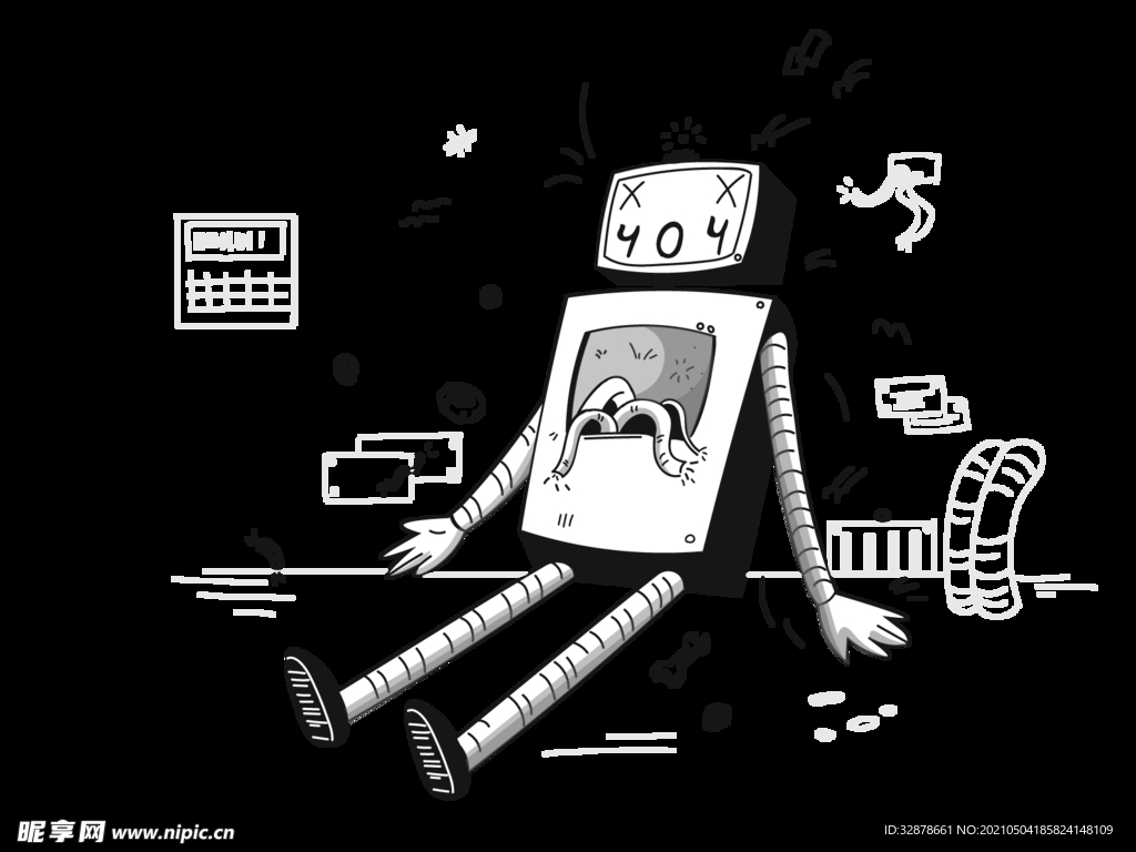 手绘 插图 工作 插画 黑白 