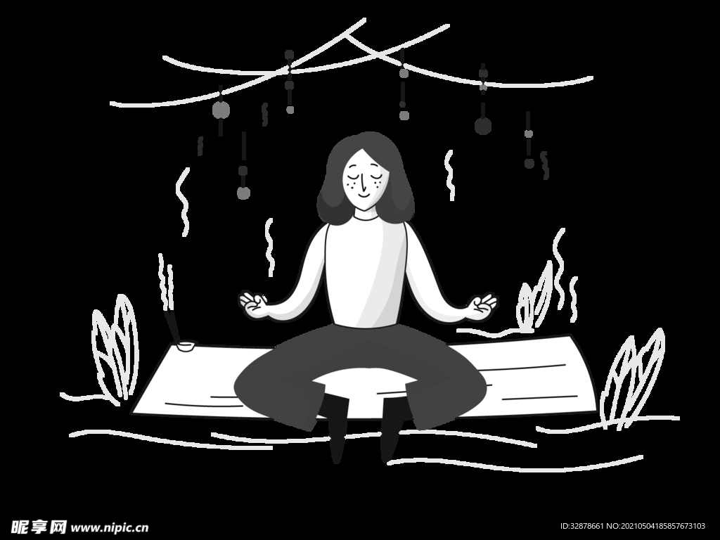 手绘 插图 工作 插画 黑白 