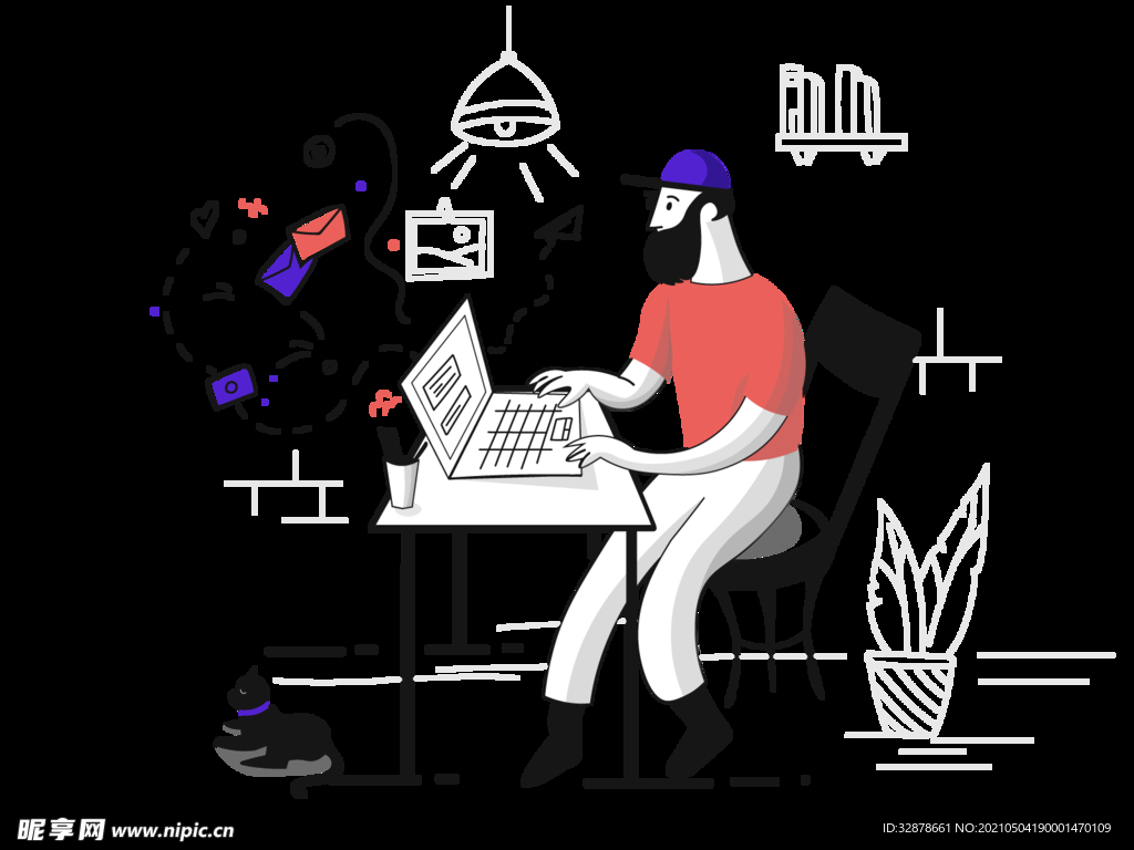 手绘 插图 瑜伽 插画 黑白 