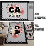 民族花卉花纹枝叶时尚地毯图案设