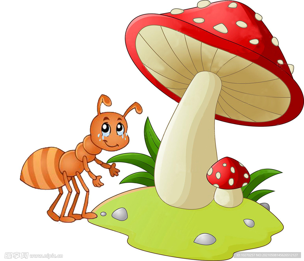 卡通蘑菇蚂蚁昆虫