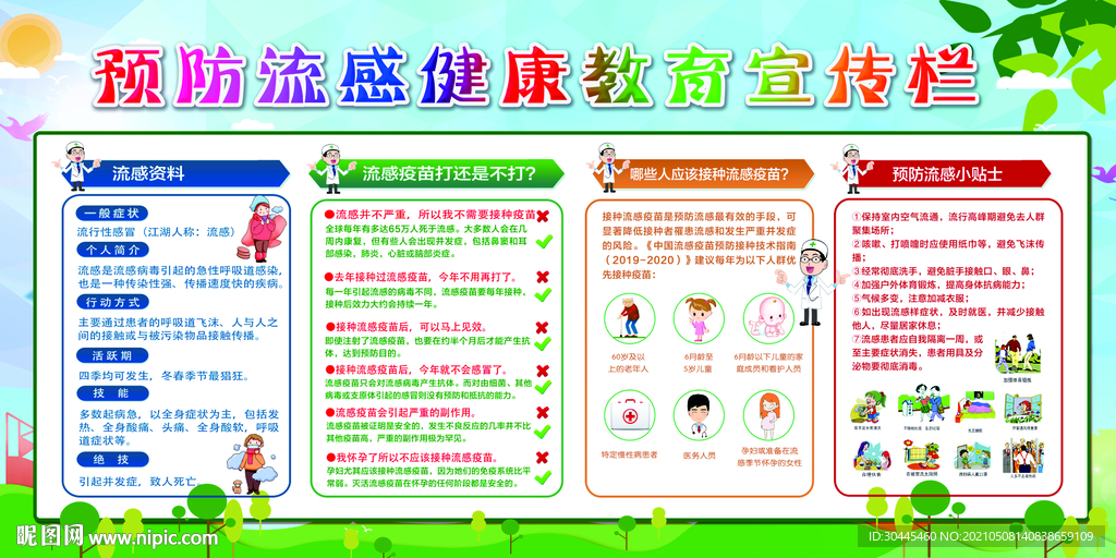 预防流感健康教育宣传栏