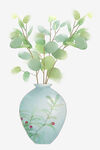 现代简约水彩植物花瓶装饰画