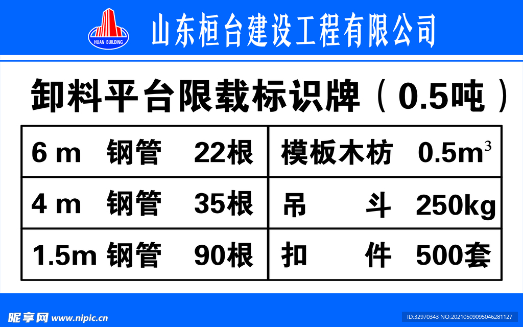 卸料平台限载标识牌