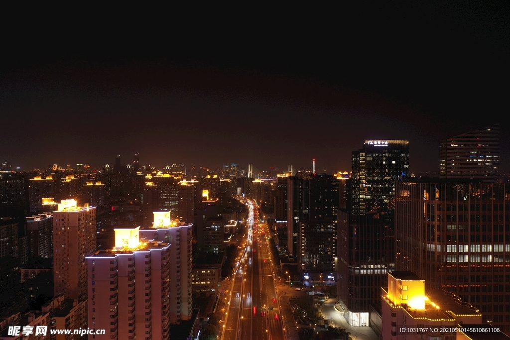 上海夜景航拍 上海南北高架