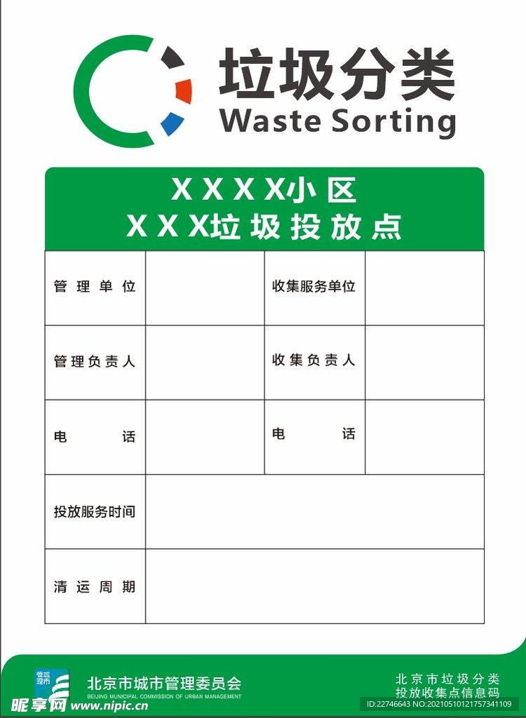 垃圾分类投放点公示牌