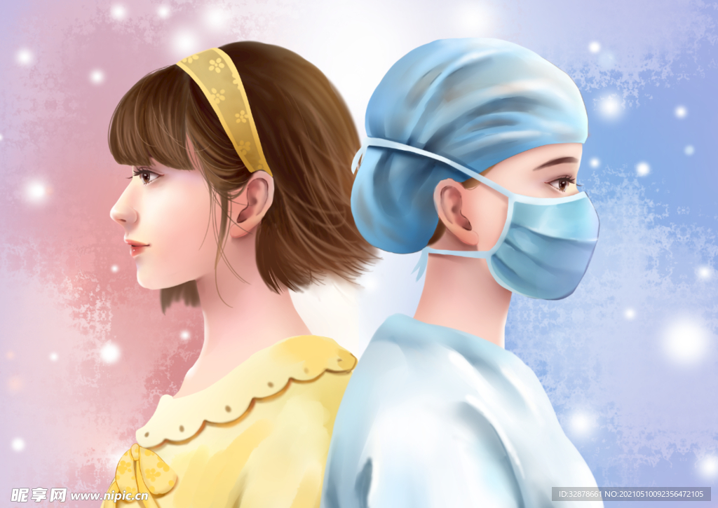 护士节白衣天使女孩插画