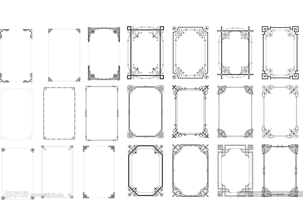 各类花框花边矢量图