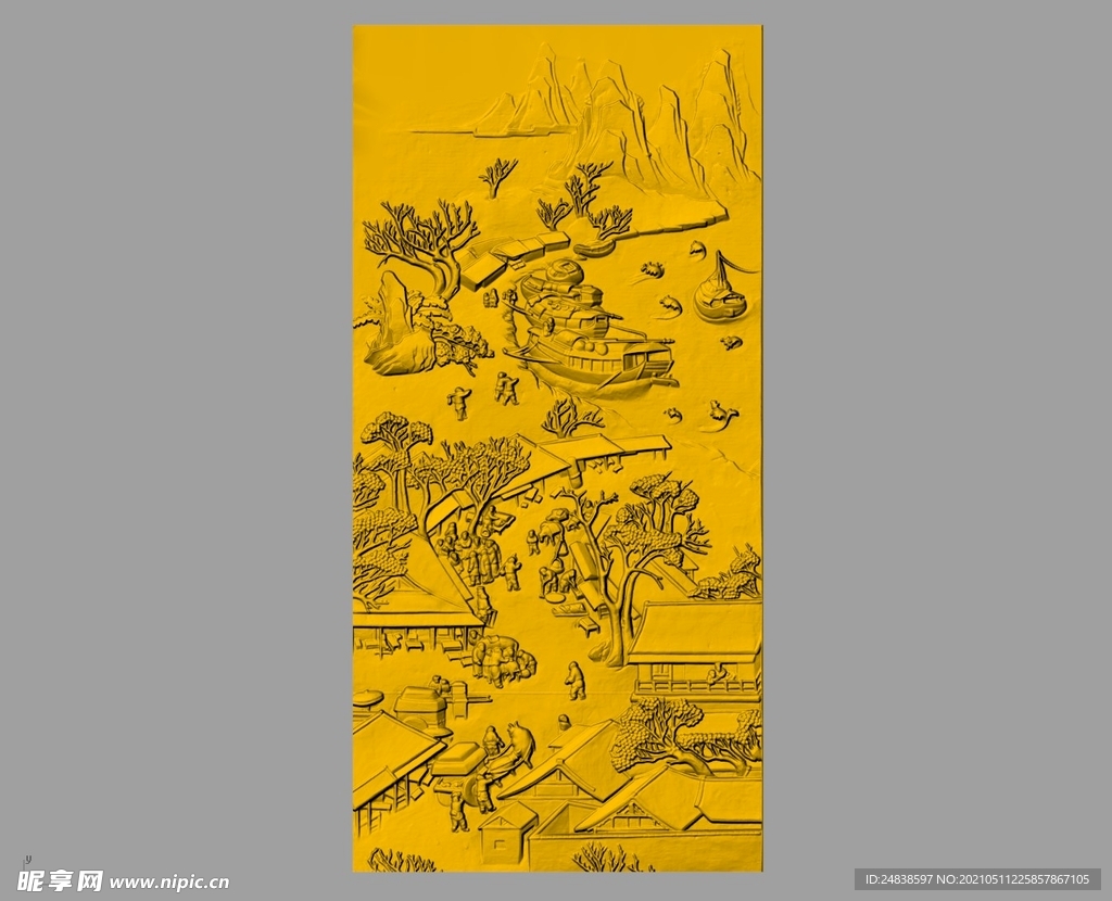 CAD浮雕装饰画立体模型  