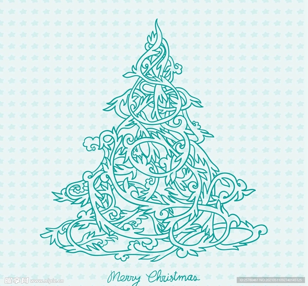 手绘圣诞树图案