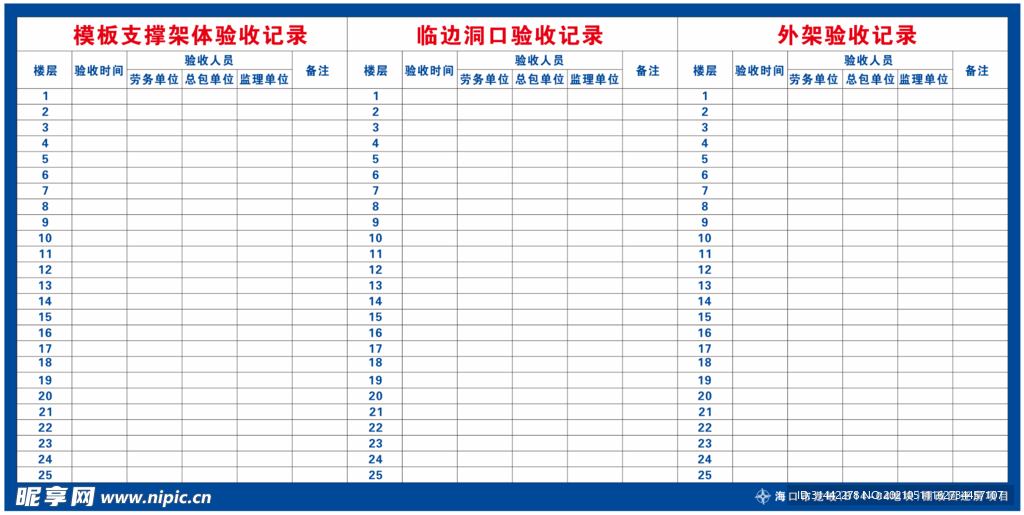 外架验收记录牌