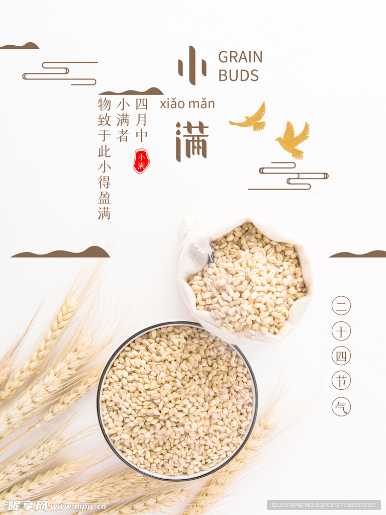 简洁风二十四节气小满海报 