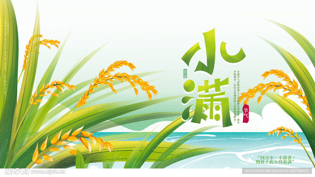 清新二十四节气小满节日海报图片