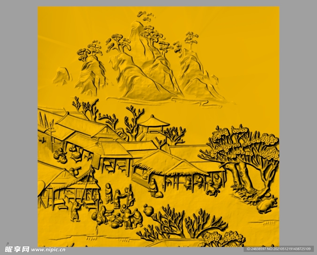 CAD浮雕装饰画立体模型