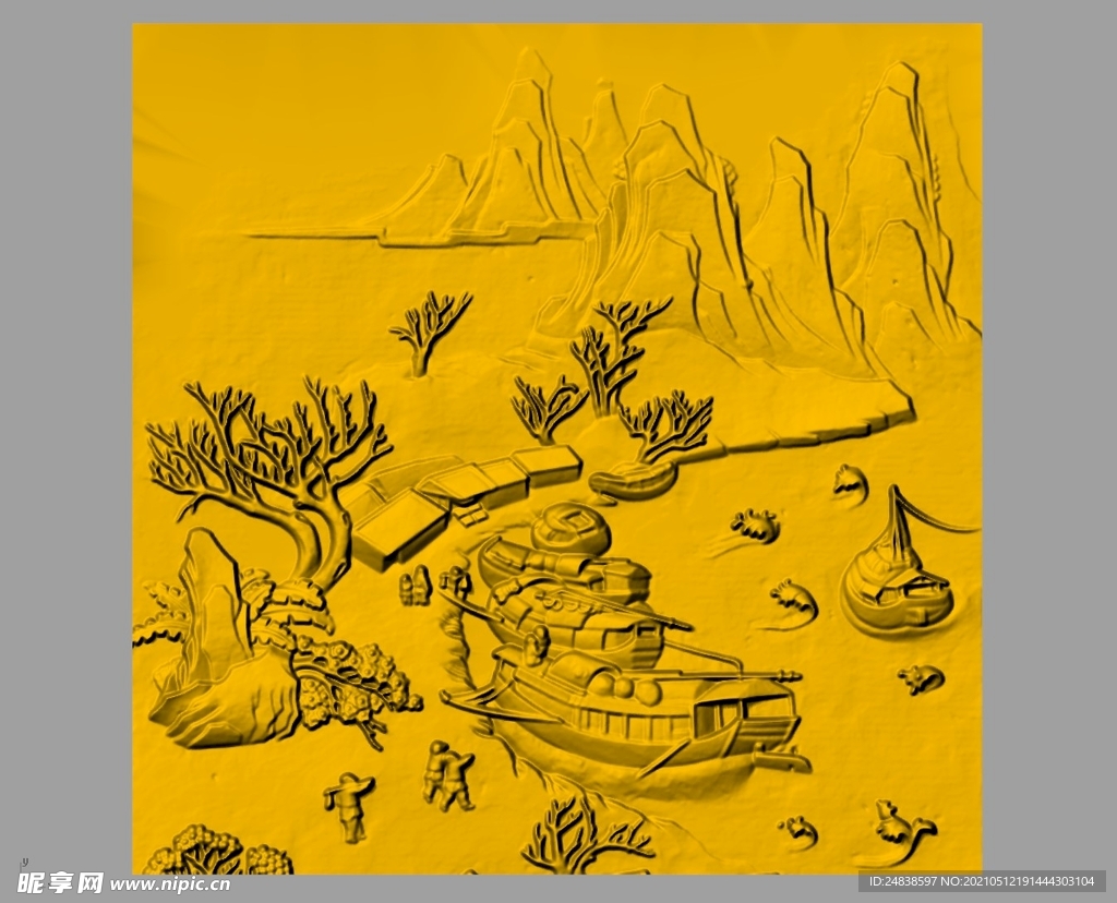 CAD浮雕装饰画立体模型