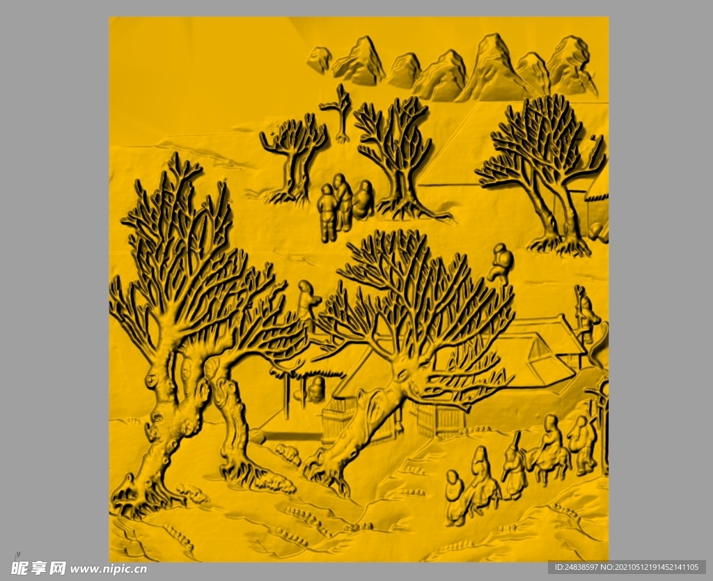 CAD浮雕装饰画立体模型