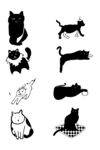黑白卡通猫咪