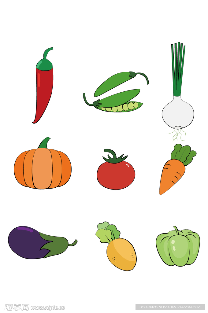 手绘蔬菜水果