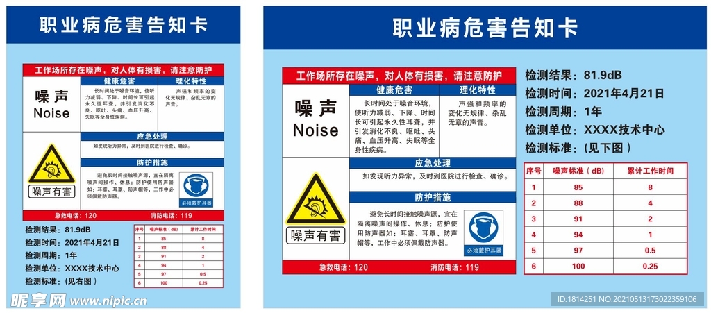 职业病危害告知卡