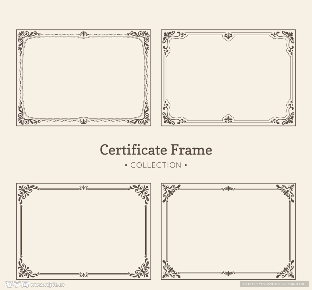复古花纹证书框架