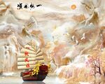 一帆风顺大理石背景墙