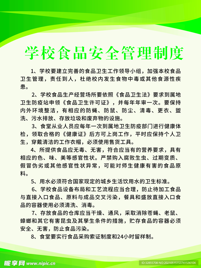 食品安全绿色制度牌