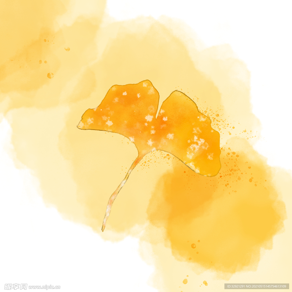 水彩手绘银杏花背景图源文件