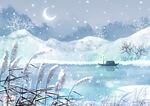 冬雪覆盖的河道美景
