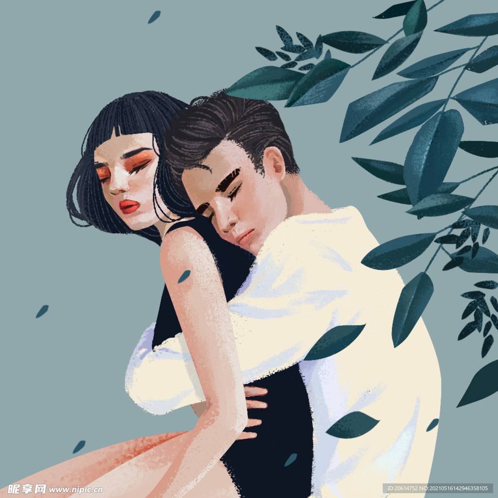 依偎的甜蜜情侣