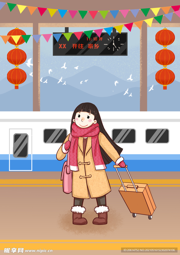 等车的小女孩