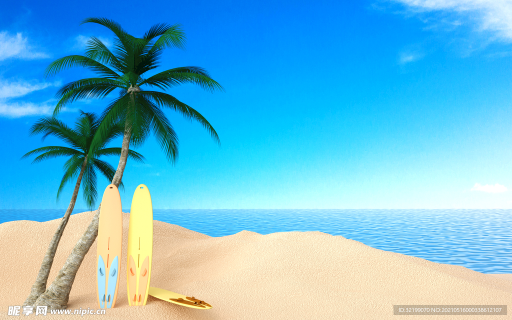 3D夏天沙滩背景