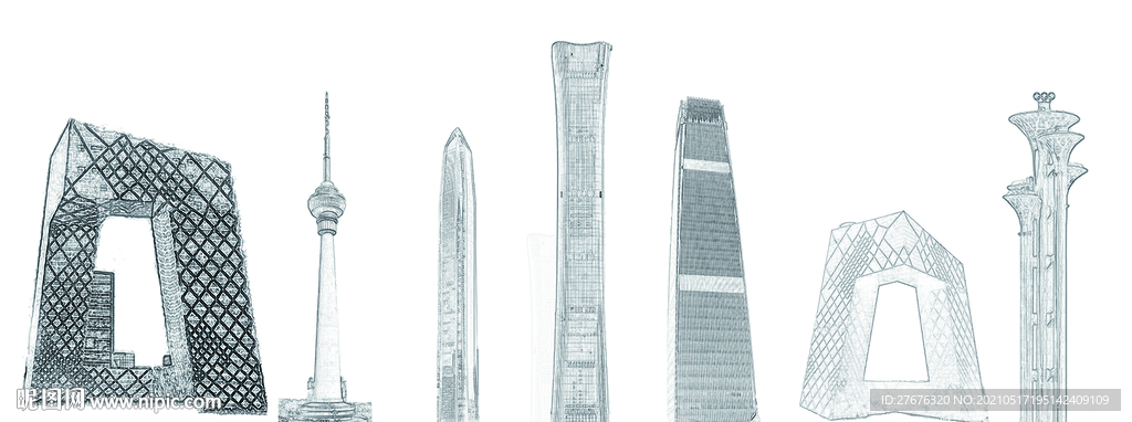 北京市高楼大厦线性稿