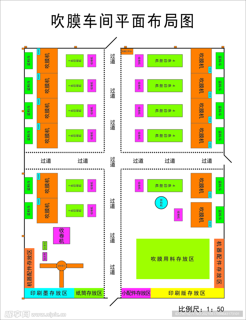 吹膜车间平面布局图